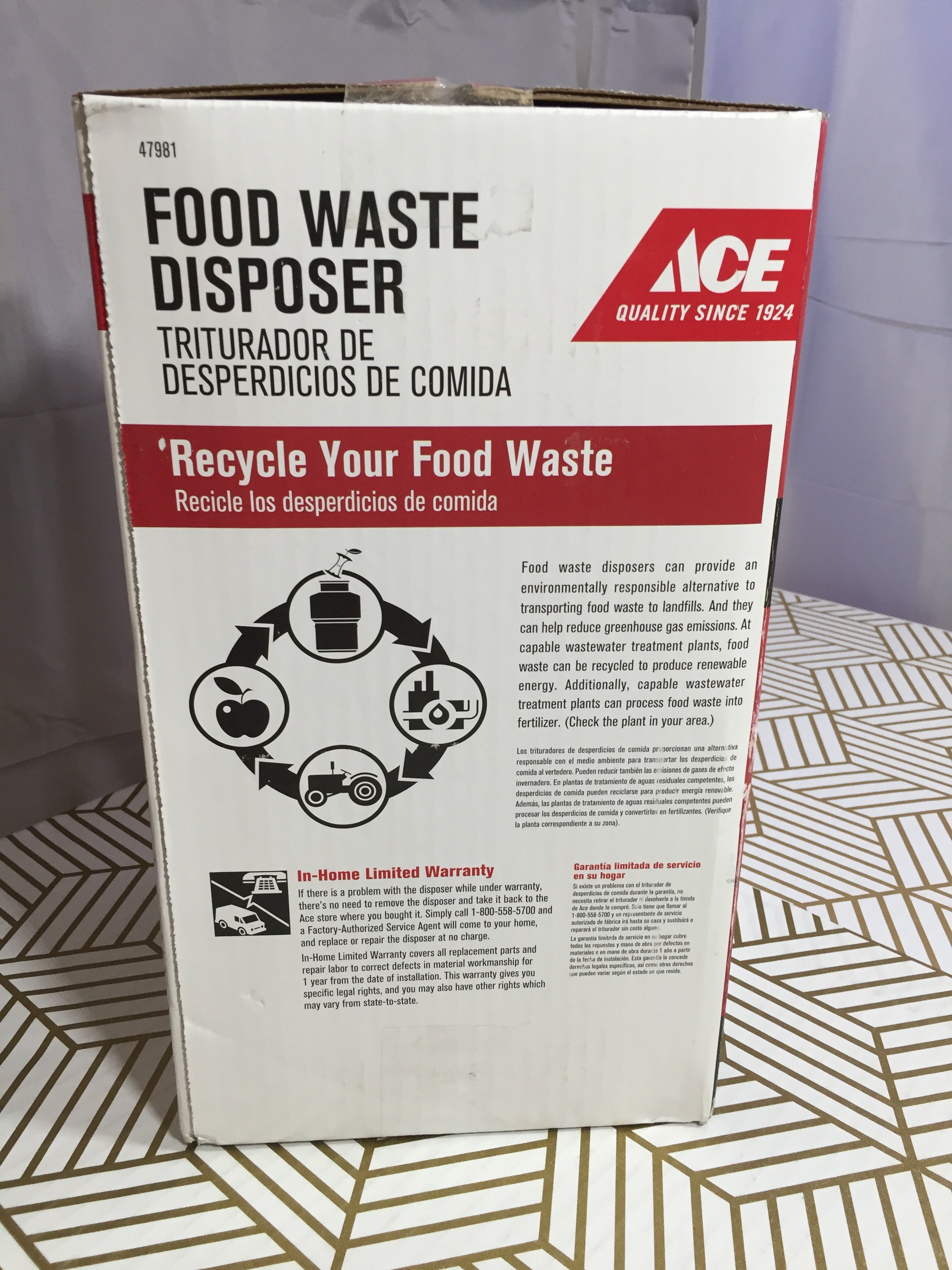 ACE Food Waste Disposer 1/3 HP Model 1000 (8024945688814)